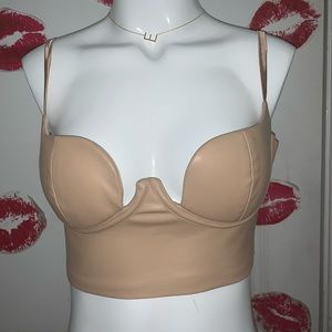 🔥 Faux leather, nude bustier S